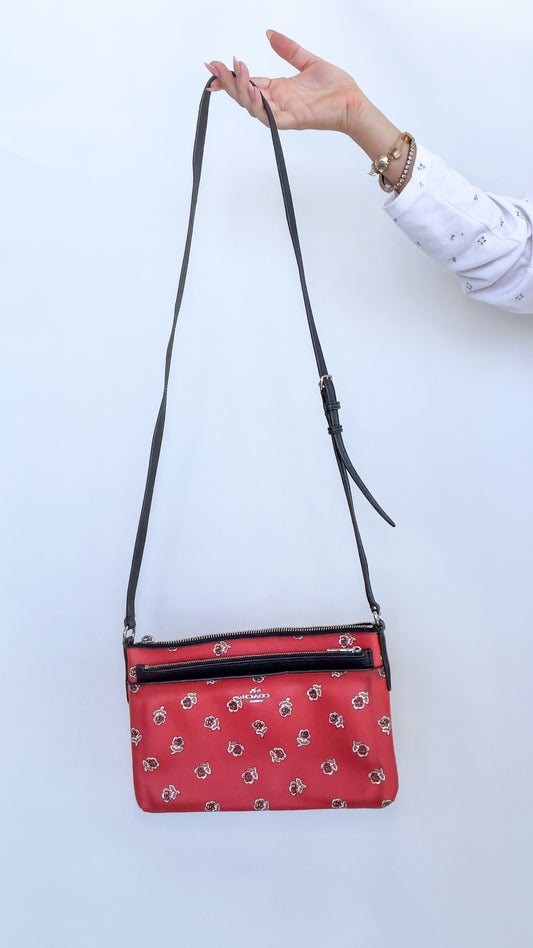 COACH RED CROSSBODY + POUCH SET