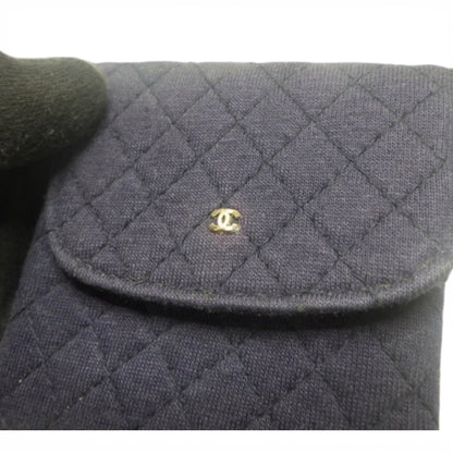 Chanel Matelassé Cotton Mini Chain pouch– Navy