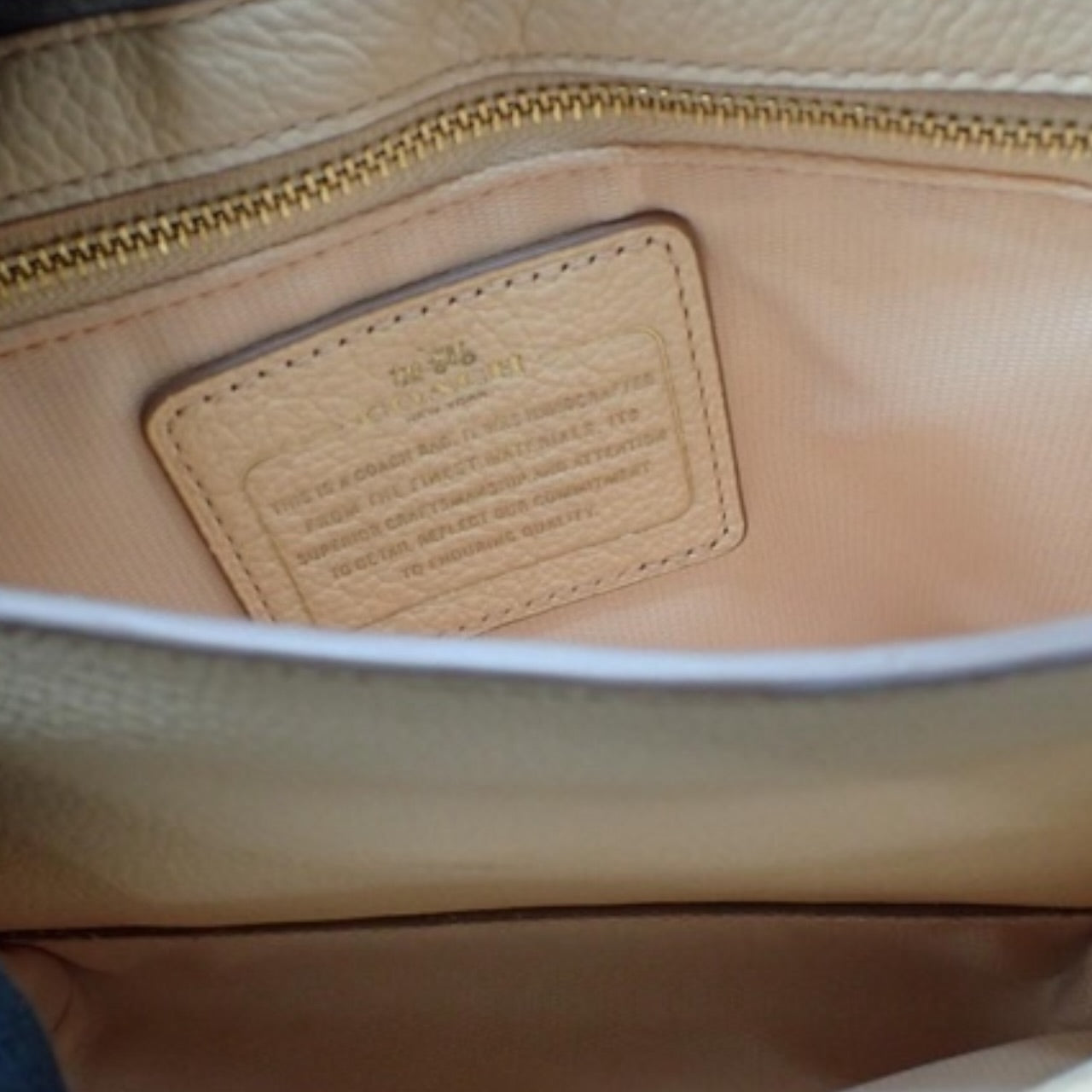 Coach Nude Leather Shoulder Bag with Chain Detail