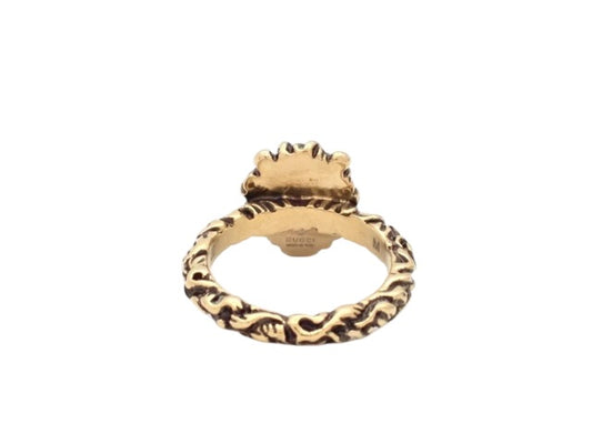 Gucci Lion Head Ring with Heart Charm – M/L