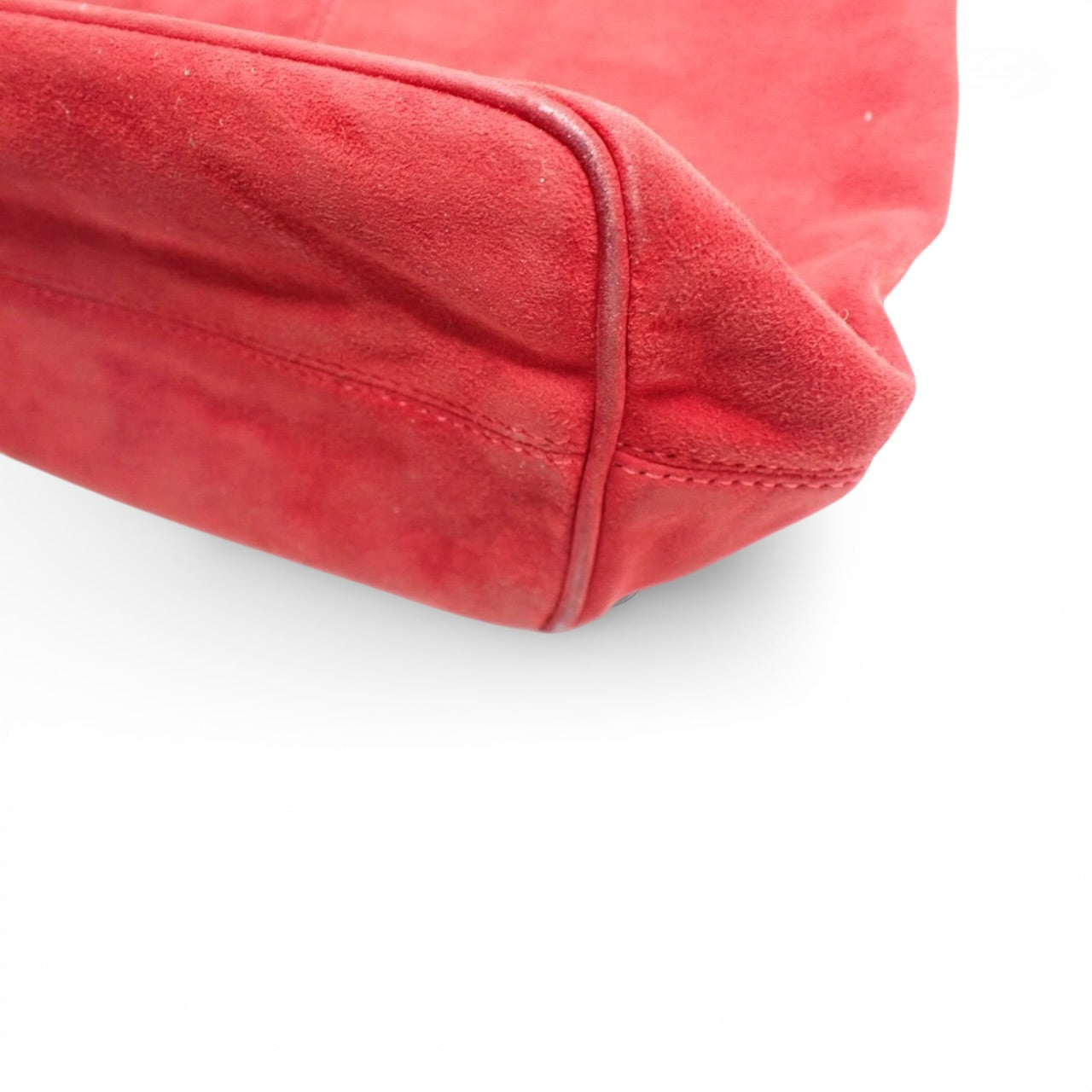 Fendi Red Suede Baguette – Glitter Logo Hardware