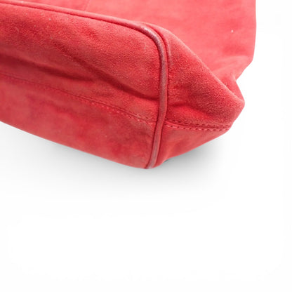 Fendi Red Suede Baguette – Glitter Logo Hardware