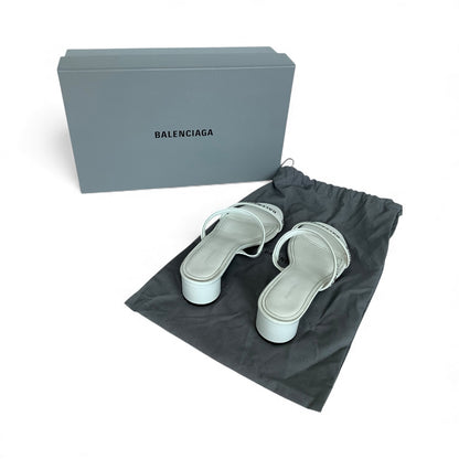 Balenciaga Logo Strap Sandals – White Leather (Size 36) with Box & Dust Bag