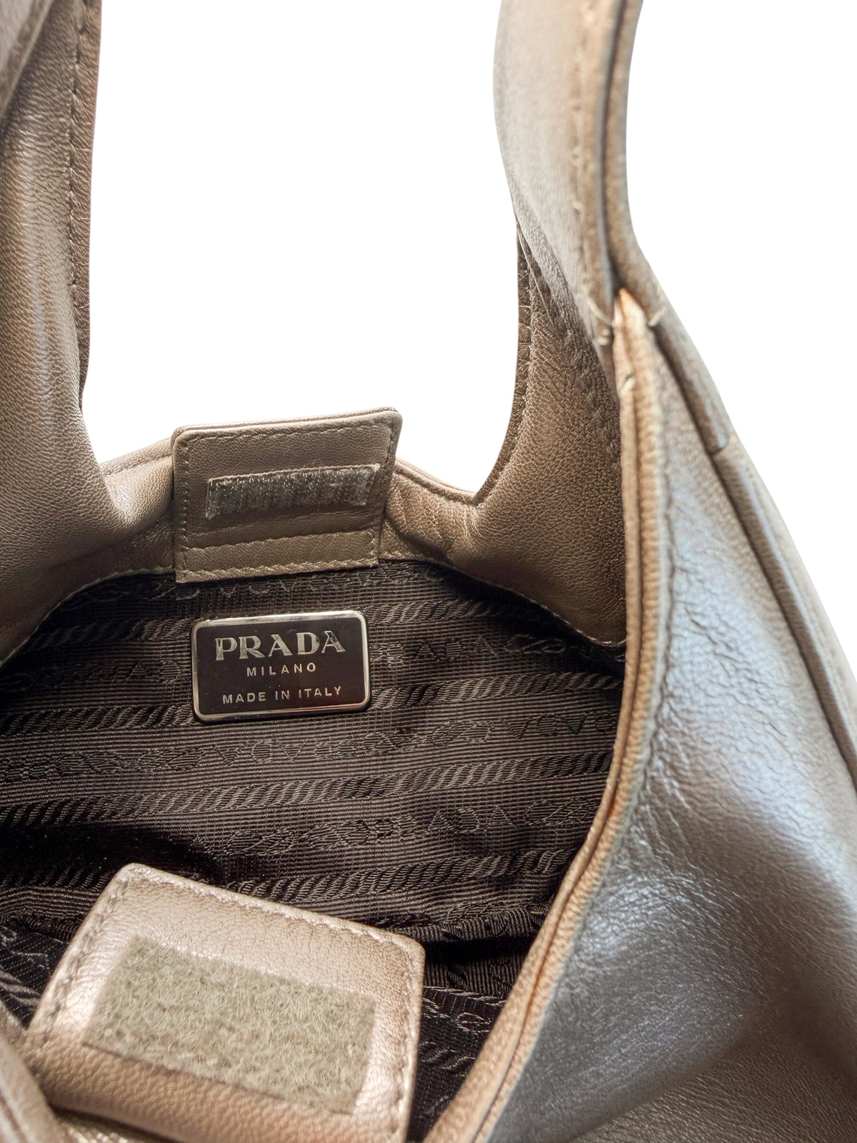 Prada Metallic Leather Hobo Bag – Champagne