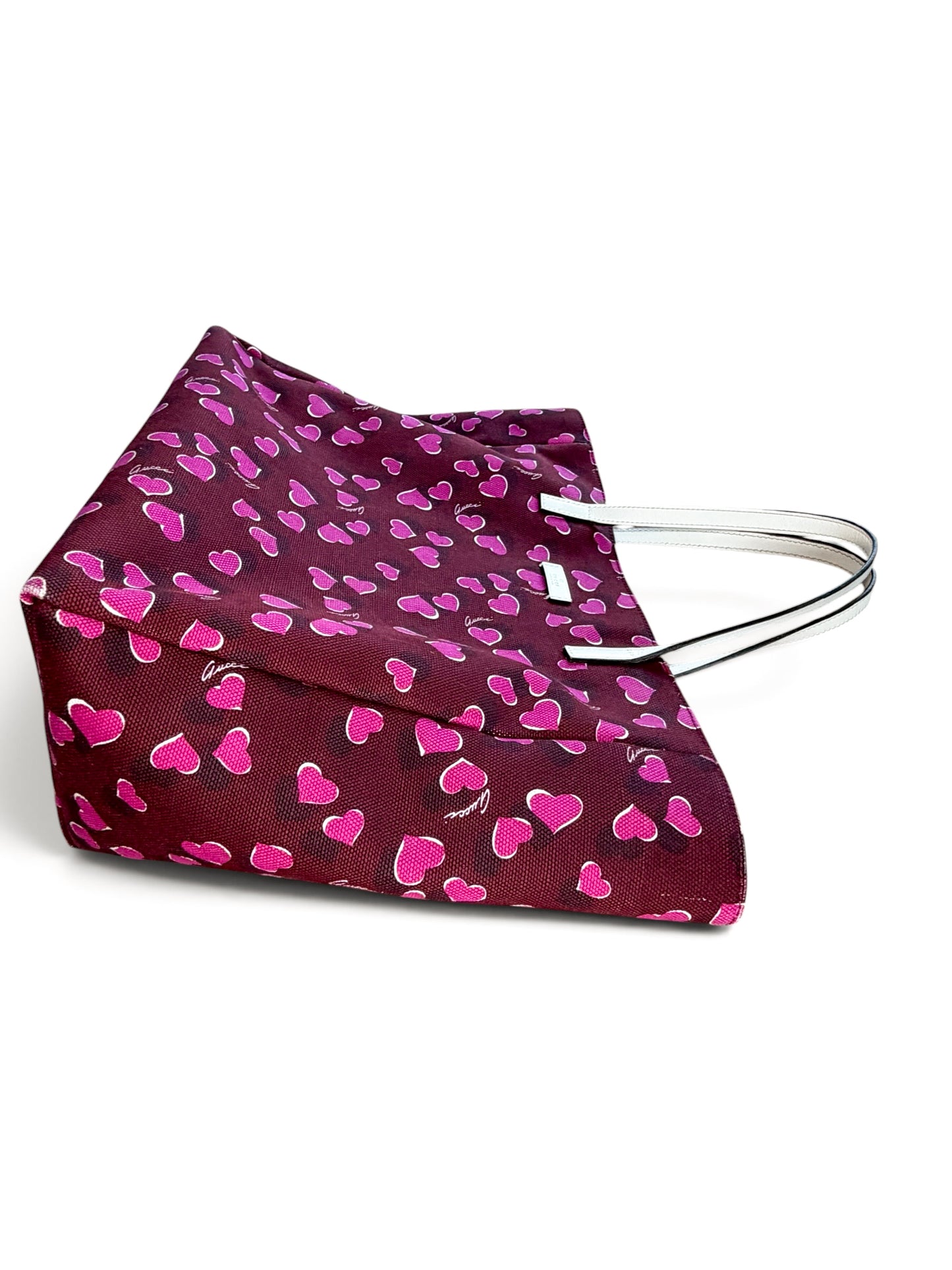 Gucci Heart Print Tote – Burgundy