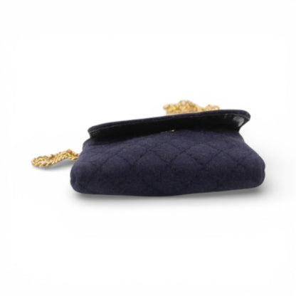 Chanel Matelassé Cotton Mini Chain pouch– Navy