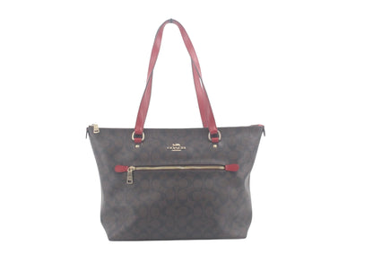 COACH Signature Tote with Red Handles