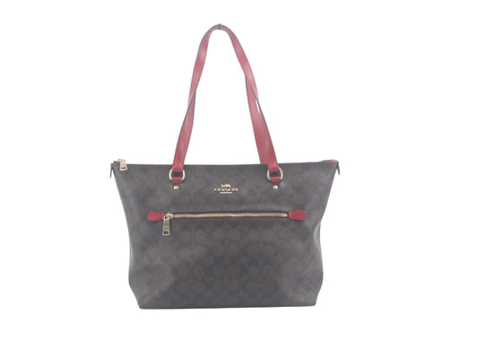 COACH Signature Tote with Red Handles