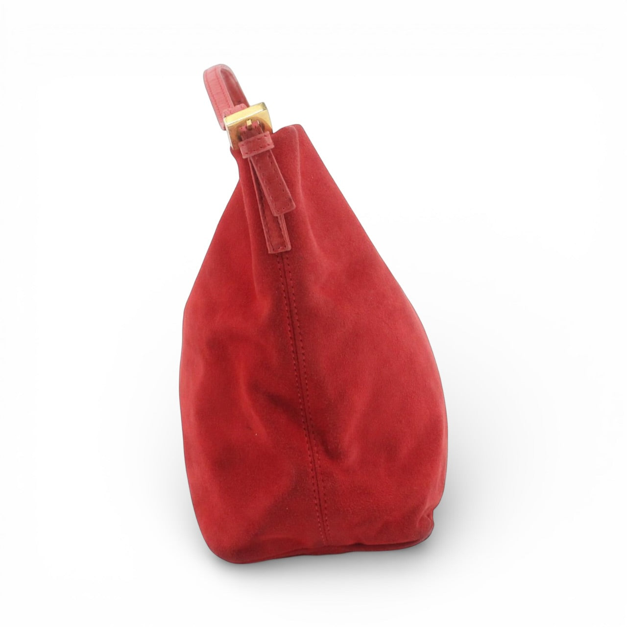 Fendi Red Suede Baguette – Glitter Logo Hardware