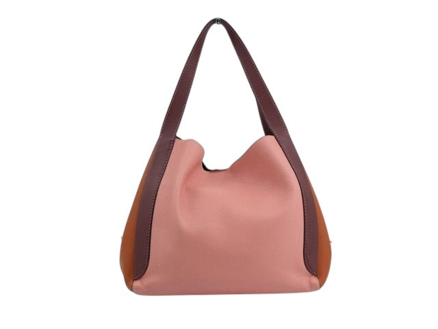 Coach Colourblock Leather Shoulder Bag (Pink & Tan)
