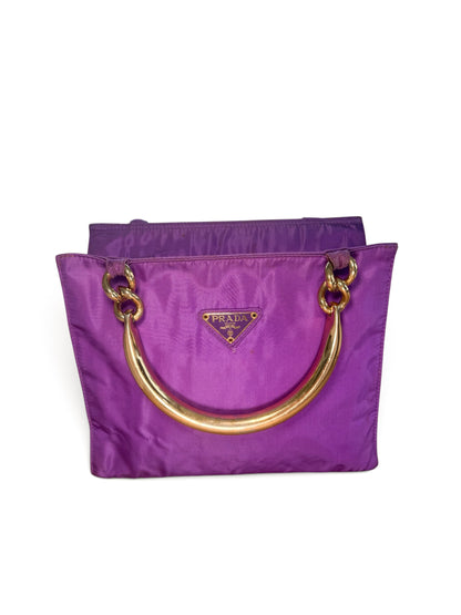 Prada Nylon Tote with Gold Handles