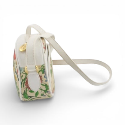 Gucci Flora Canvas Crossbody Bag – White Leather Trim