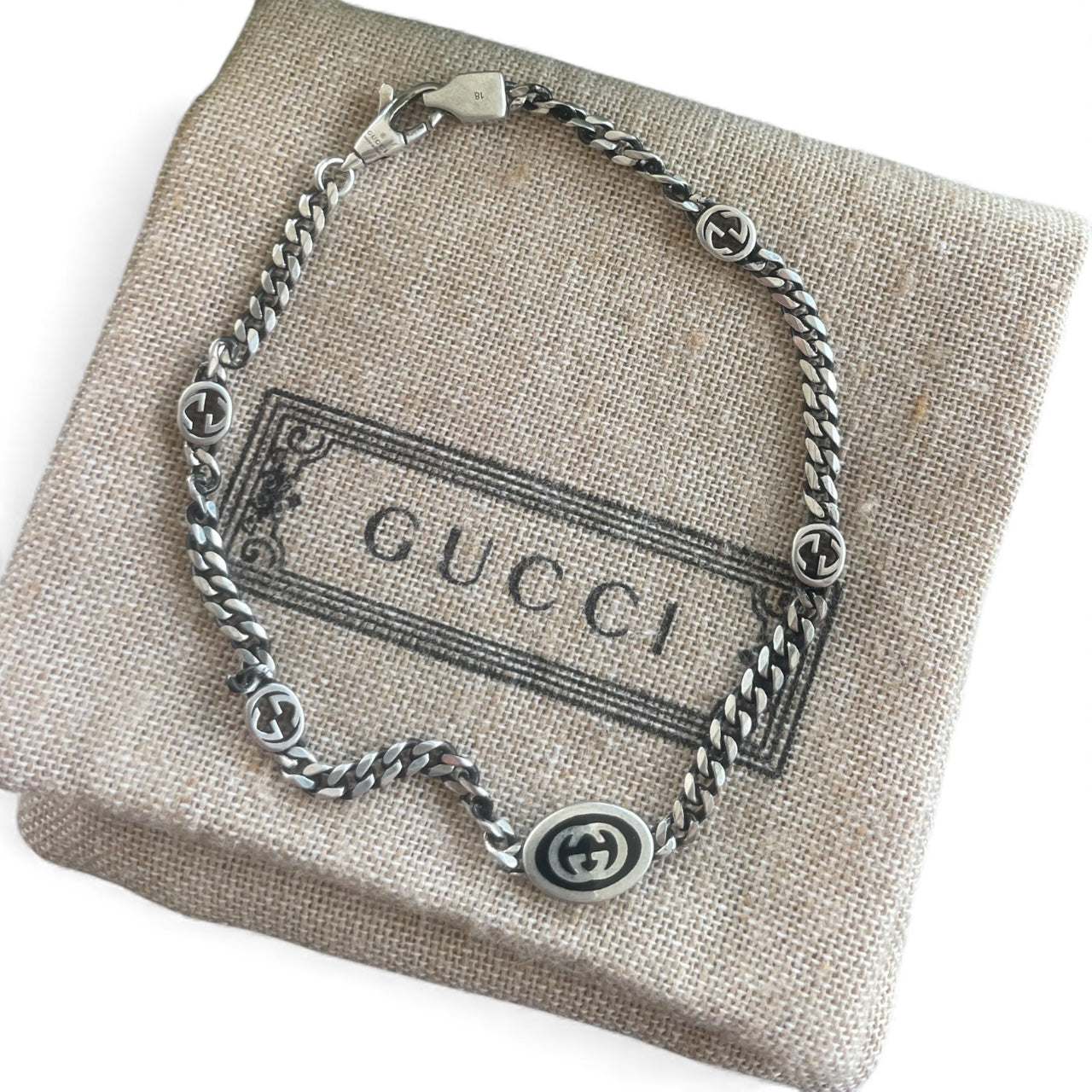 GUCCI Interlocking G Sterling Silver Bracelet