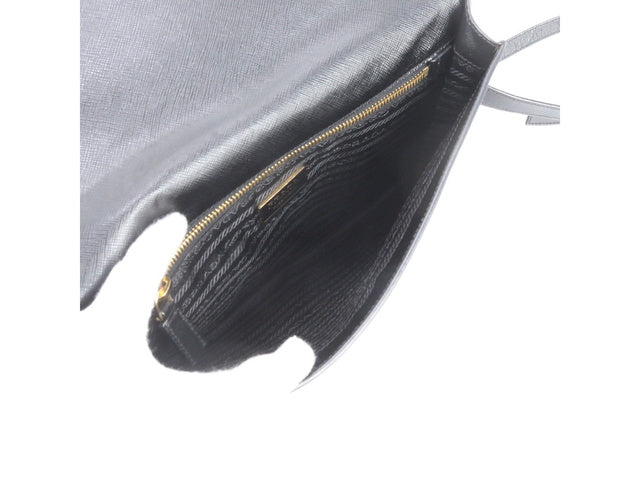 PRADA VINTAGE BLACK & GOLD DISTRESSED SHOULDER BAG