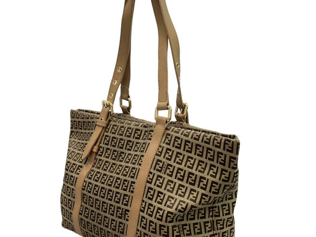 Fendi Zucca Tote Bag (Gold Charm)