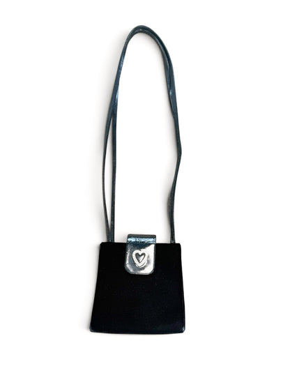 Yves Saint Laurent Heart Rhinestone Velvet Shoulder Bag