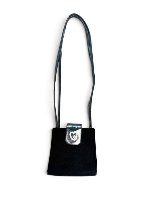 Yves Saint Laurent Heart Rhinestone Velvet Shoulder Bag