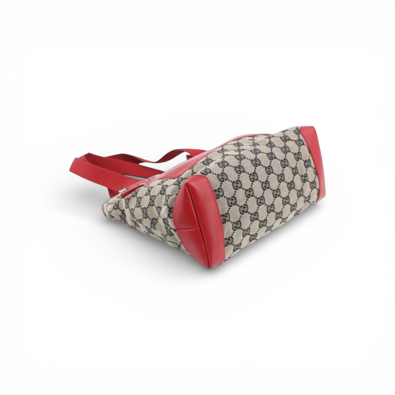 Gucci GG Canvas Tote – Red Leather Trim & Front Zip Pouch