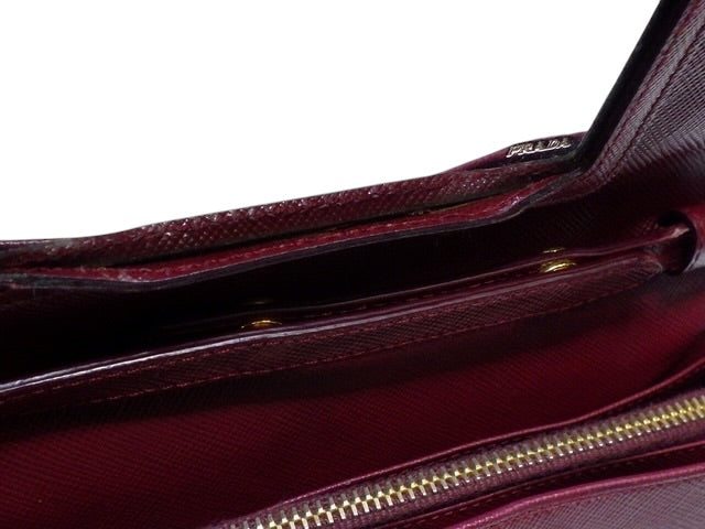 Prada Saffiano Leather Shoulder Bag – Burgundy