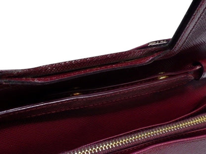 Prada Saffiano Leather Shoulder Bag – Burgundy