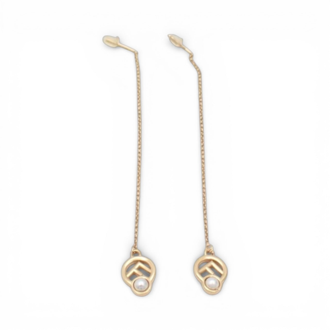 Fendi F Is Gold Drop Pearl Earrings
