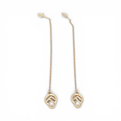 Fendi F Is Gold Drop Pearl Earrings