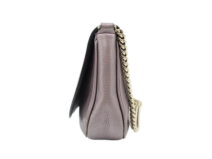 Gucci Soho Metallic Mauve Leather Chain Shoulder Bag