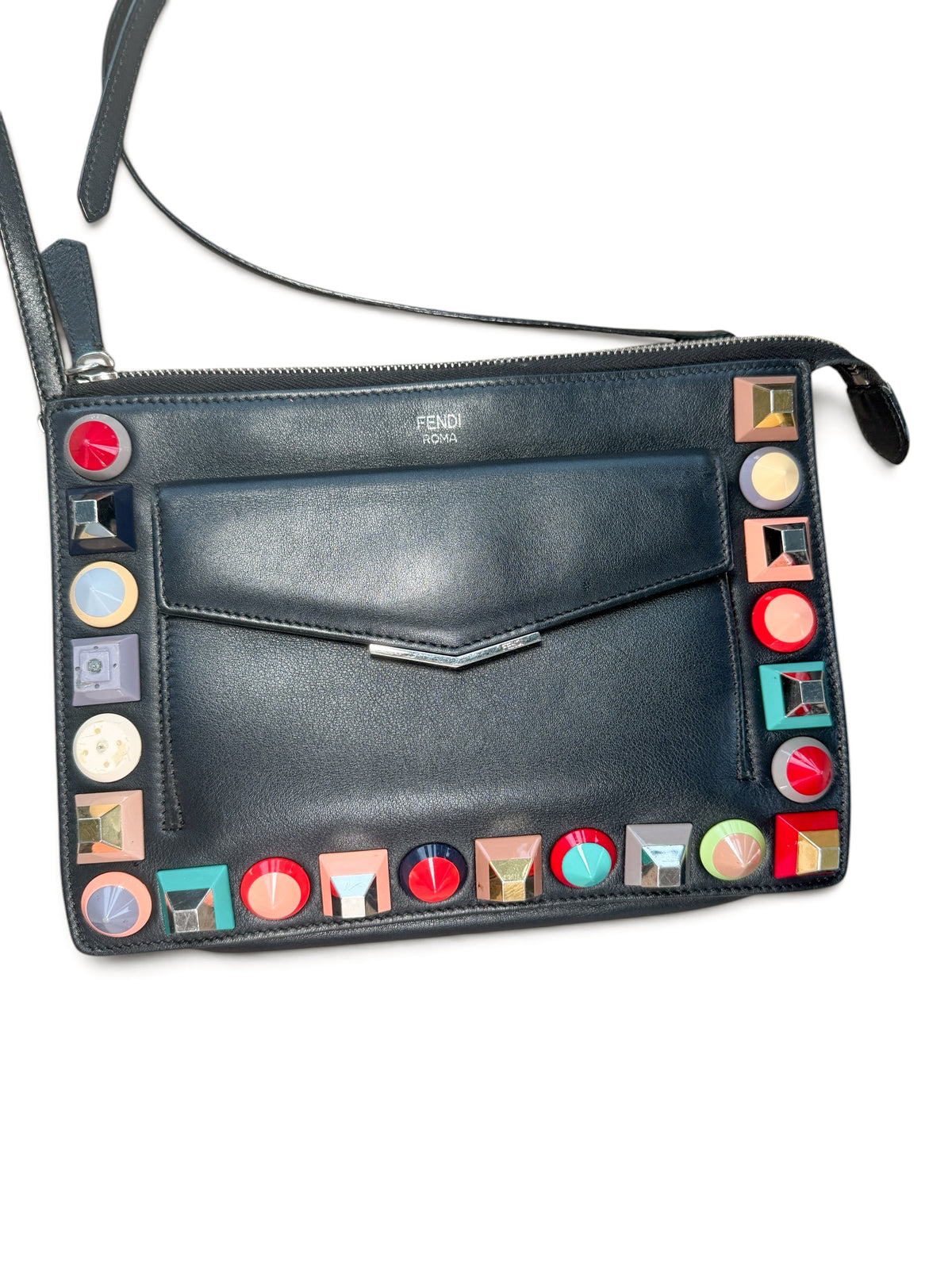 Fendi Studded Crossbody & Clutch – Black Multicolour
