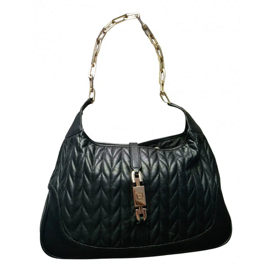 Gucci Tom Ford Era Jackie Matelassé Black Leather Chain Shoulder Bag