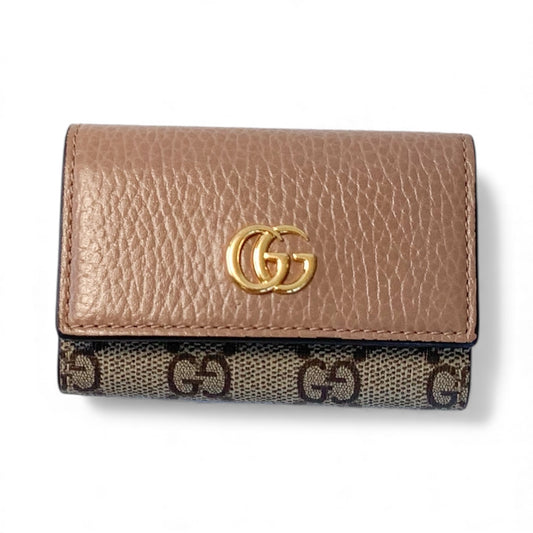 Gucci Beige GG Supreme Key Case – Leather & Canvas