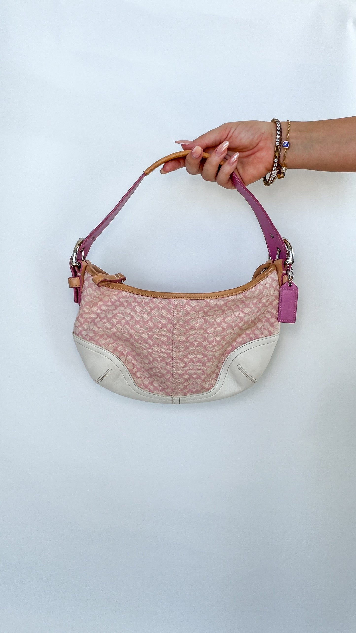 Vintage Coach Signature Shoulder Bag – Pastel Pink