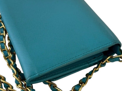 Prada Saffiano Leather Chain Bag – Turquoise