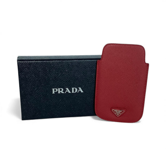 Vintage Prada 1990 Saffiano Leather Phone / Card Sleeve – Cherry Red