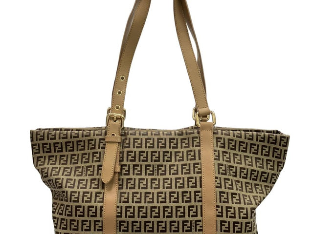 Fendi Zucca Tote Bag (Gold Charm)