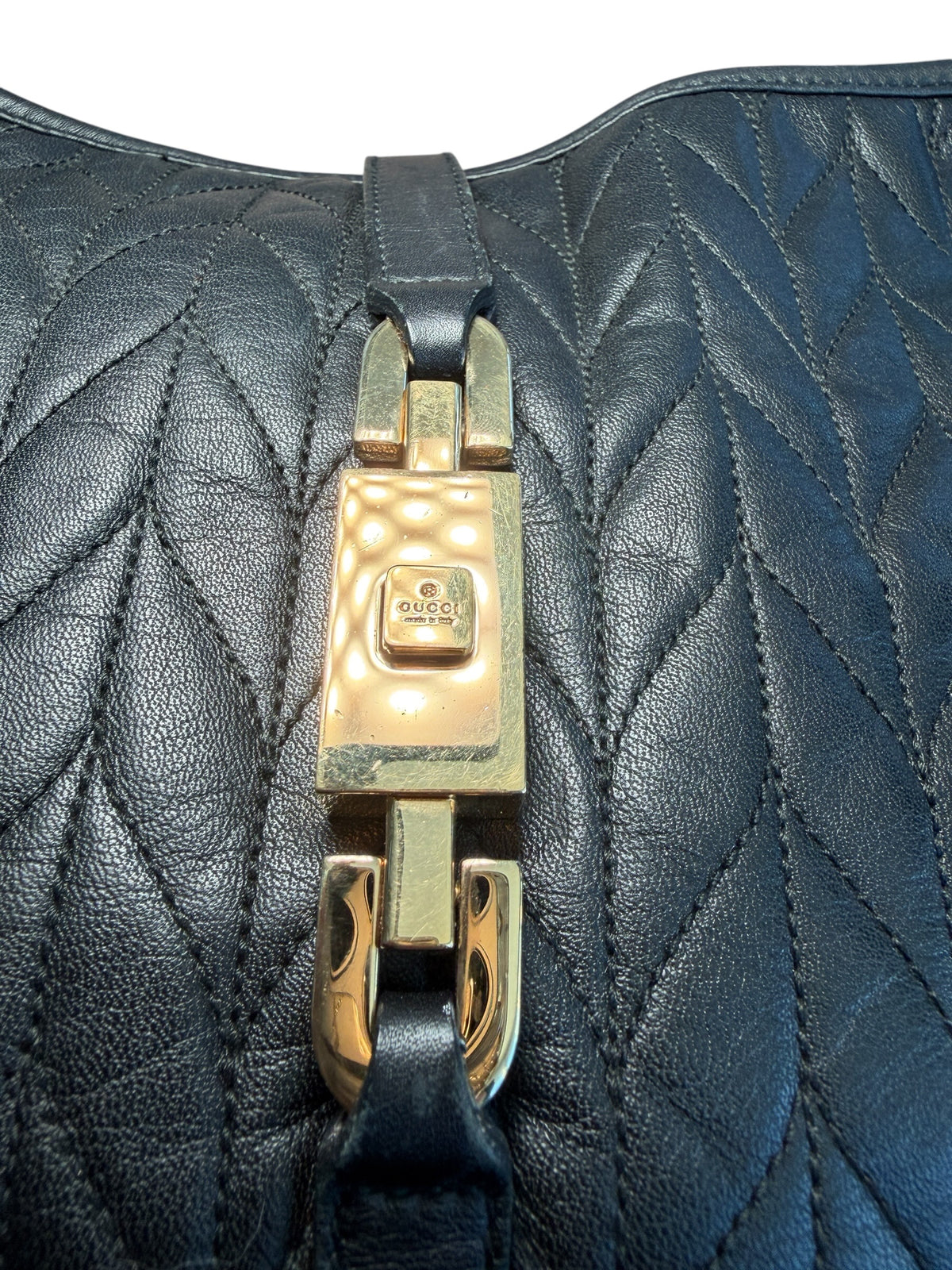 Gucci Tom Ford Era Jackie Matelassé Black Leather Chain Shoulder Bag