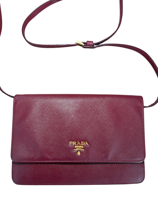 Prada Saffiano Leather Shoulder Bag – Burgundy