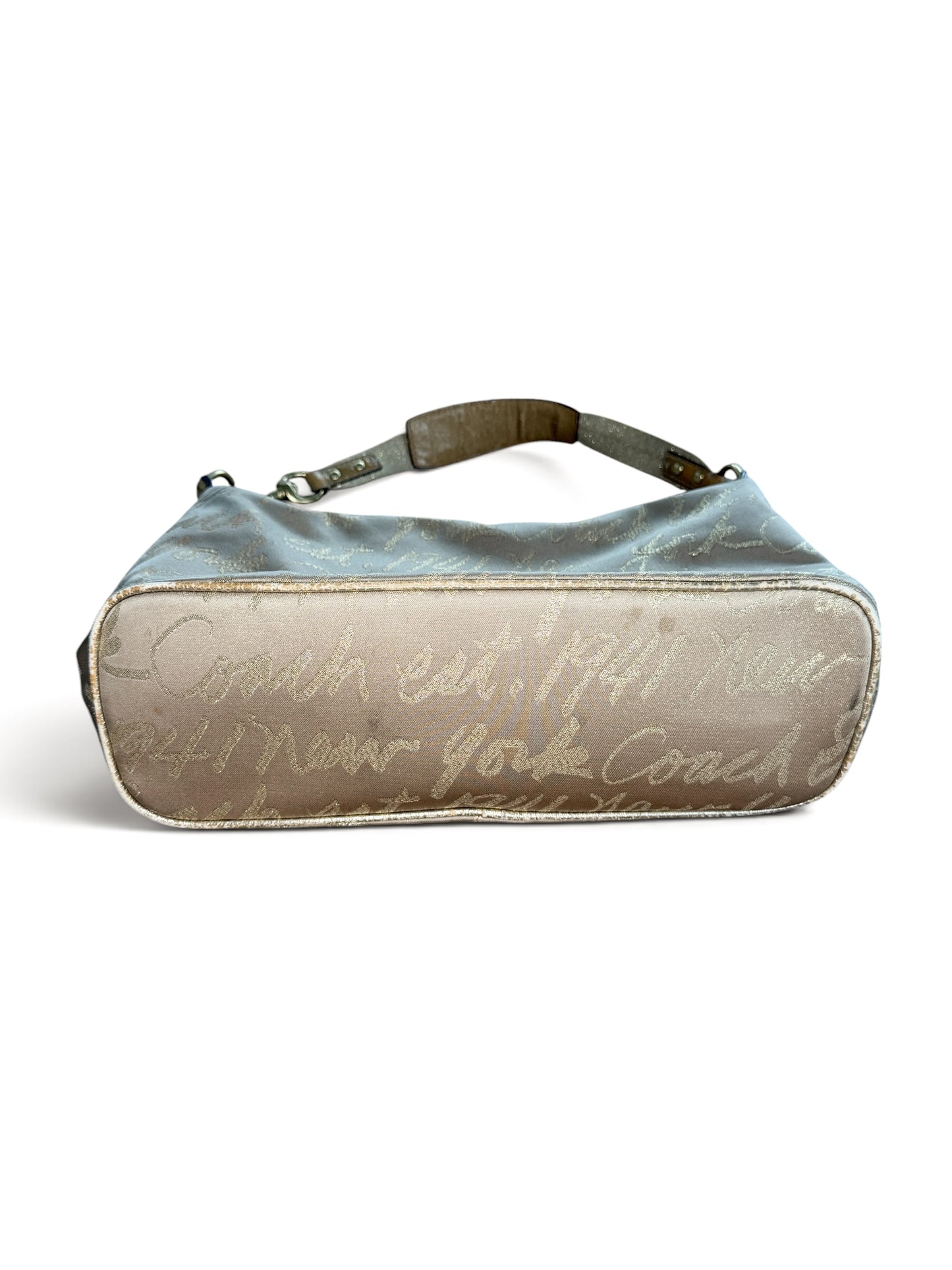 Coach Gold Script Shoulder Bag with Heart Detail