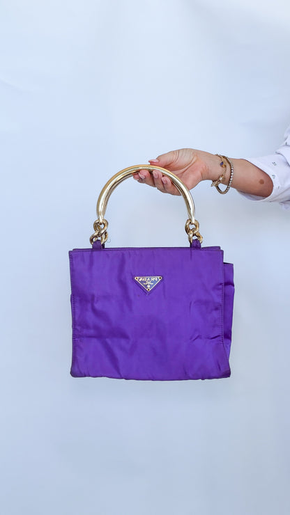 Prada Nylon Tote with Gold Handles