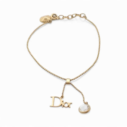 Dior Gold-Tone Bracelet with Crystal Charm