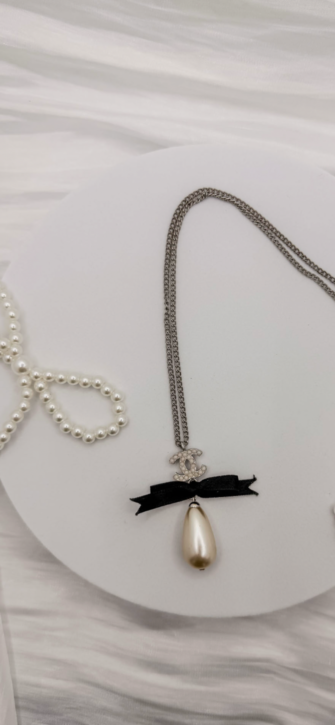 Chanel Pearl Bow Necklace