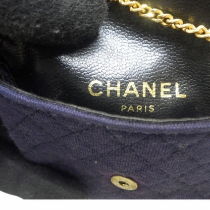 Chanel Matelassé Cotton Mini Chain pouch– Navy