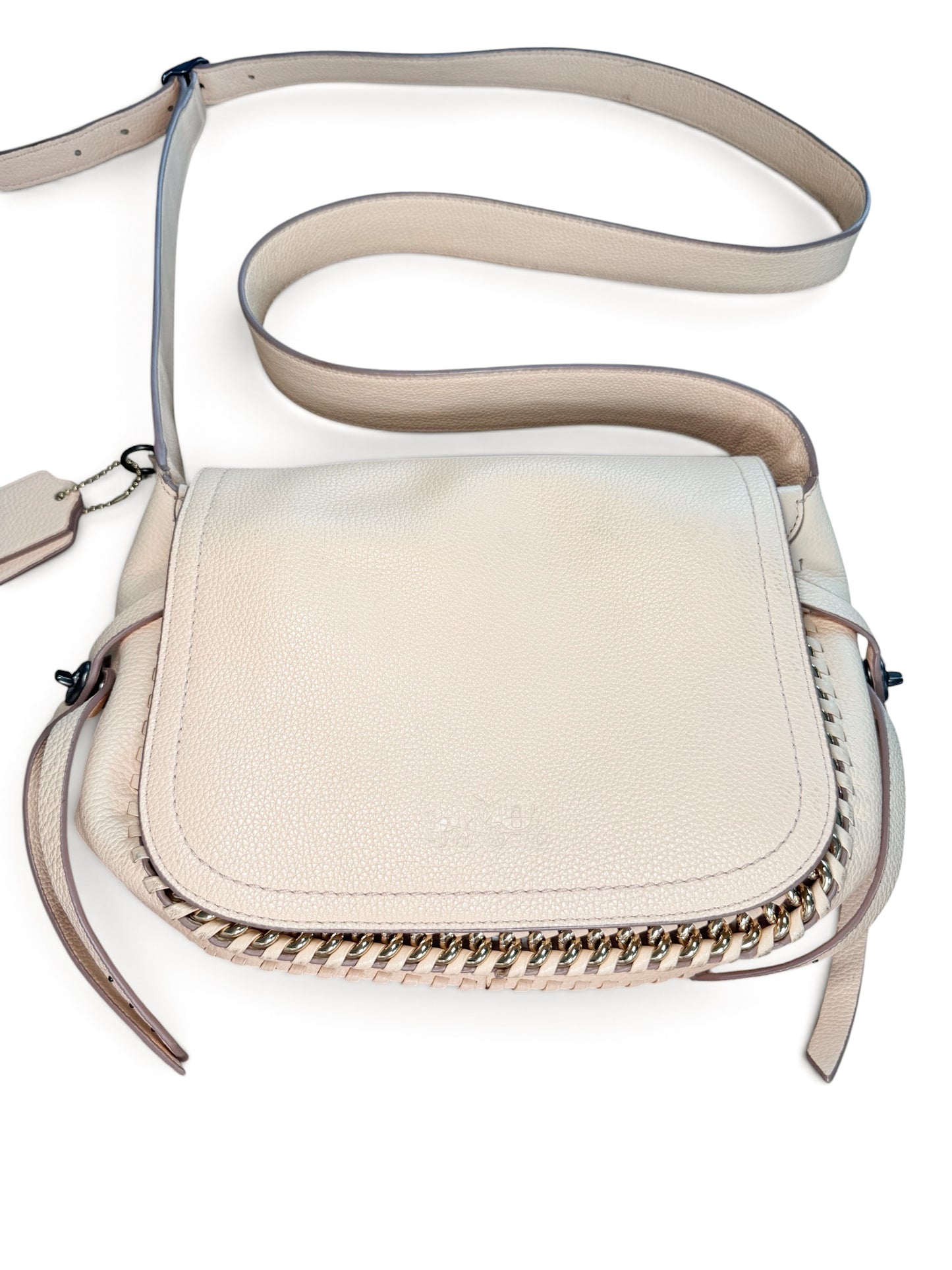 Coach Nude Leather Shoulder Bag with Chain Detail