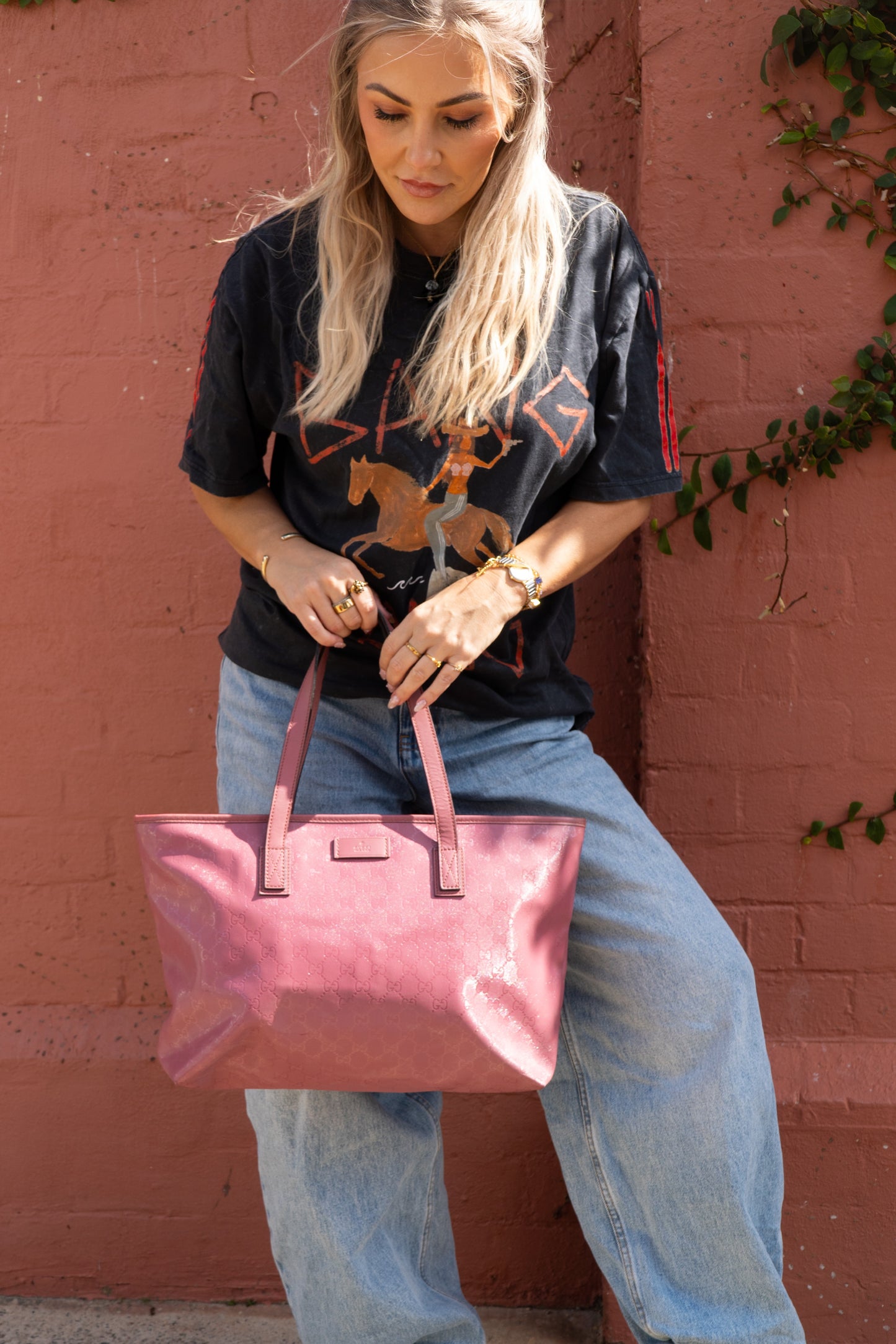 Gucci Pink GG Imprimé Medium Tote