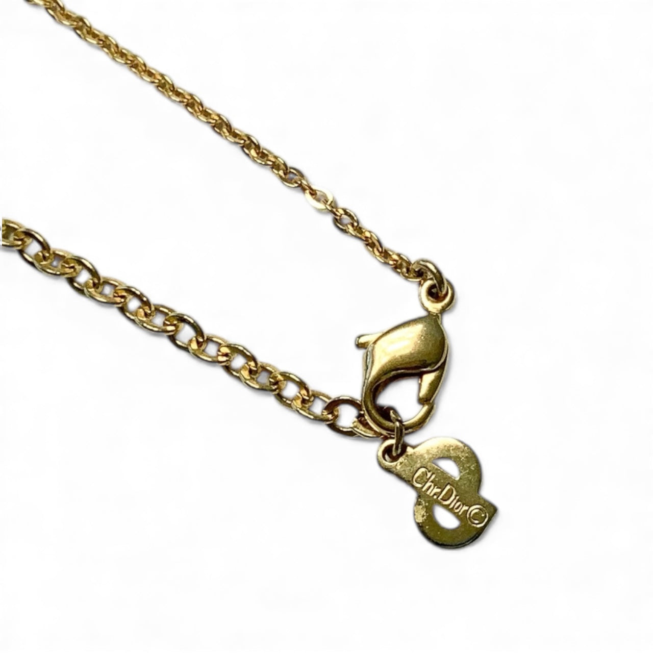 Christian Dior Gold Logo Pendant Necklace