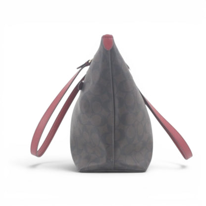 COACH Signature Tote with Red Handles