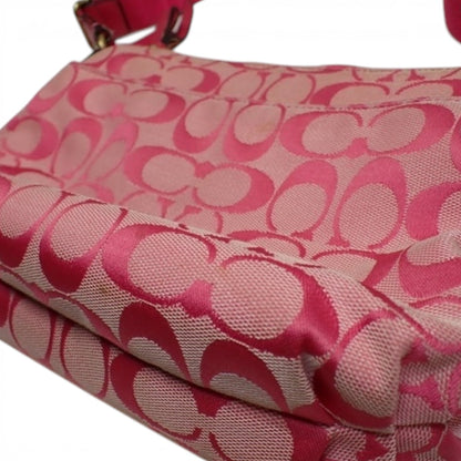 COACH Signature Pink Shoulder Bag with Heart Charm