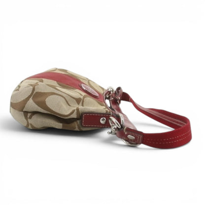 COACH Signature Shoulder Bag with Red Stripe