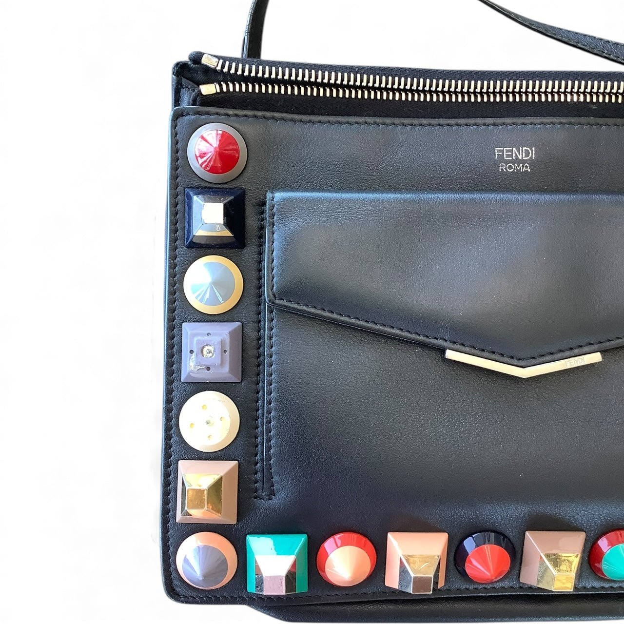 Fendi Studded Crossbody & Clutch – Black Multicolour