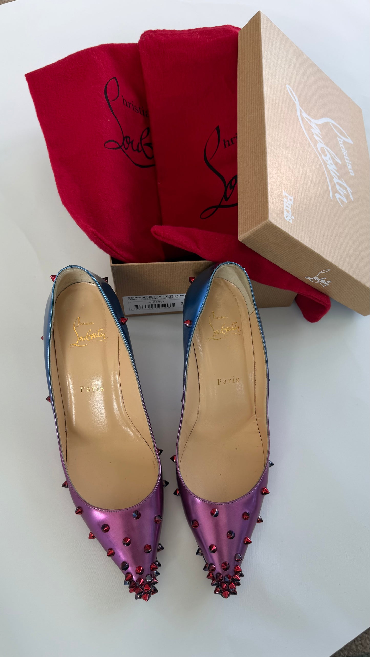 Christian Louboutin Spike Pumps – Blue/Purple Gradient size 38