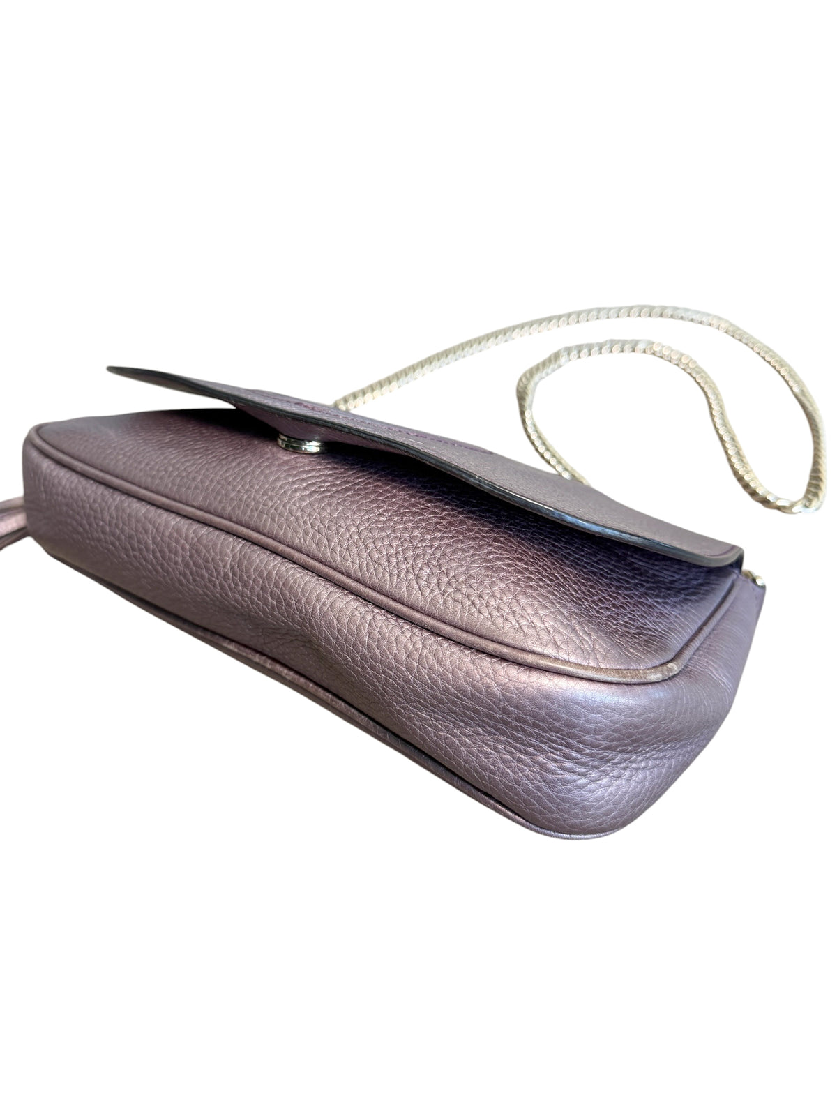 Gucci Soho Metallic Mauve Leather Chain Shoulder Bag
